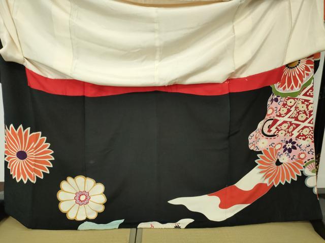 平和屋着物○アンティーク 大正ロマン 振袖 鬘帯吉祥文 金彩 正絹 逸品