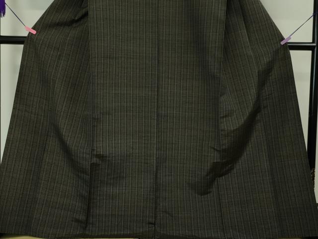 平和屋本店▽極上　紬　単衣　格子　逸品　DZAA4686kh5_4