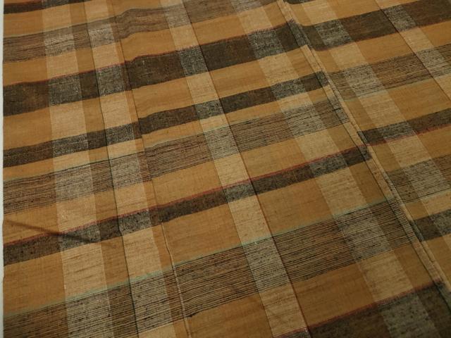 平和屋本店□極上 郡上紬 草木染 格子 逸品 DZAA4710kh5