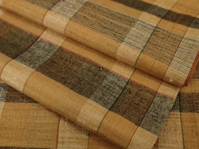 平和屋本店□極上 郡上紬 草木染 格子 逸品 DZAA4710kh5