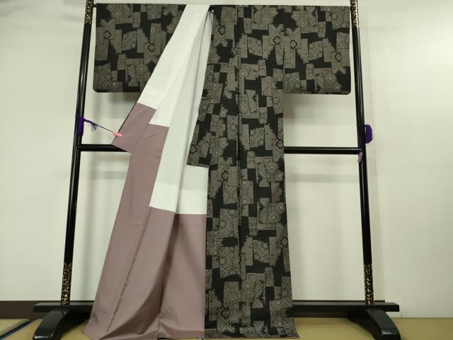 平和屋本店□極上 本場大島紬 龍郷絣 古代染色純泥染 証紙付き