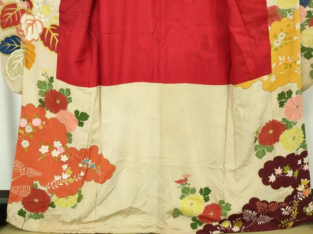 平和屋本店□極上 アンティーク 大正ロマン 振袖 駒刺繍 御所車花文