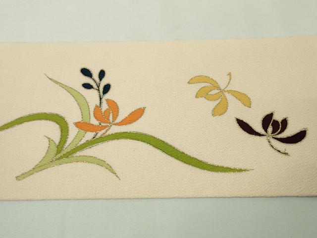 平和屋本店□極上 銀座 志ま亀 九寸名古屋帯 草花文 鬼