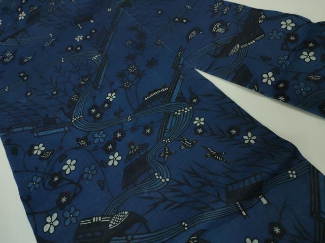 平和屋本店□最高級 城間栄順 本場琉球紅型 小紋 花鳥風景 絹