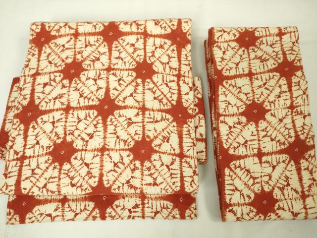 平和屋本店■極上　岩手の匠　草紫堂　南部絞り　茜染　綿　つけ帯　逸品　未使用　DZAA4797kh5