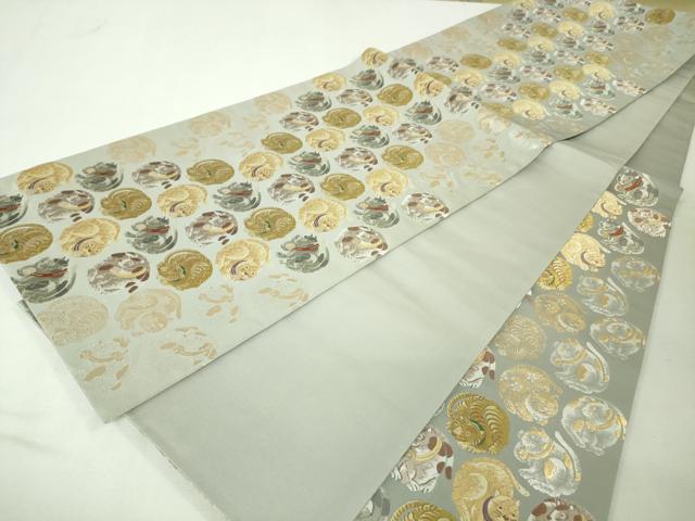 平和屋本店■極上　六通柄袋帯　唐織　錦繍細微　猫　虎　犬　逸品　DZAA4807kh5 平和屋本店□極上 六通柄袋帯 唐織 錦繍細微 猫 虎 犬 逸品