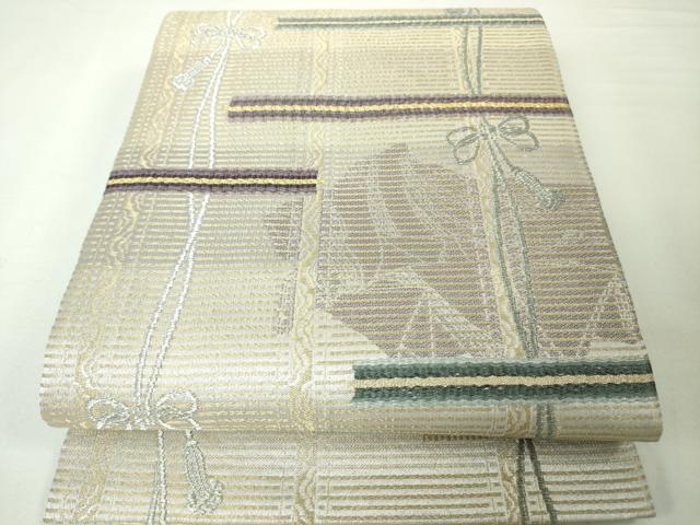 平和屋本店■極上　創業280年　誉田屋源兵衛　六通柄袋帯　純白金　平安人物シルエット　簾　金銀糸　逸品　DZAA4813kh5