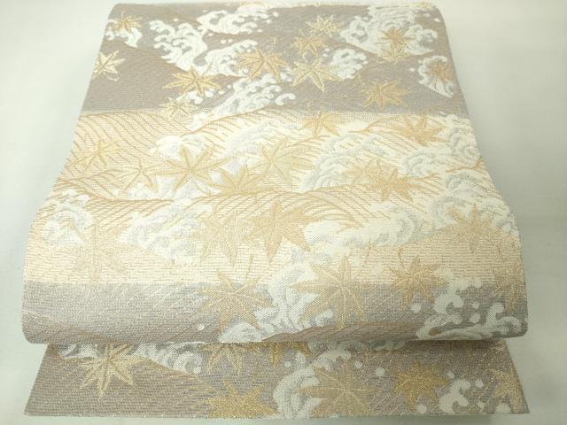 平和屋着物○全通柄 本袋帯 枝花唐草文 伊勢由 金糸