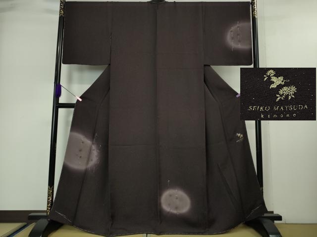 平和屋本店■極上 松田聖子 SEIKO MATSUDA　訪問着　ビーズ　枝花　暈し染め　紫黒色地　銀通し地　やまと誂製　逸品　未使用　DZAA4842kh5
