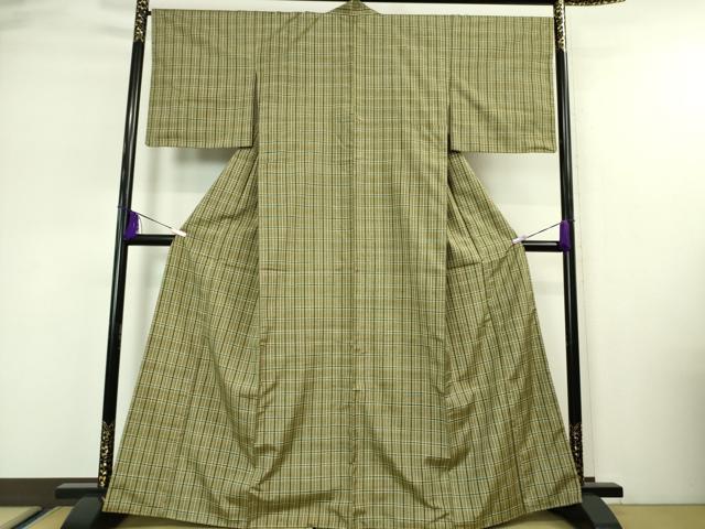 平和屋本店□極上 紬 格子 逸品 未使用 DZAA4903kh5 平和屋本店□極上