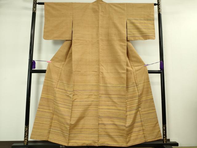 平和屋着物▽上質な紬 単衣 幾何学文様 正絹 逸品 AAAW1378fy