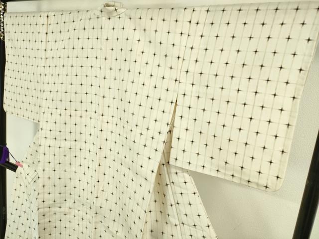 平和屋本店■極上　久米島紬　単衣　十字絣　逸品　DZAA4906kh5 平和屋本店□極上 久米島紬 単衣 十字絣 逸品 DZAA4906kh5