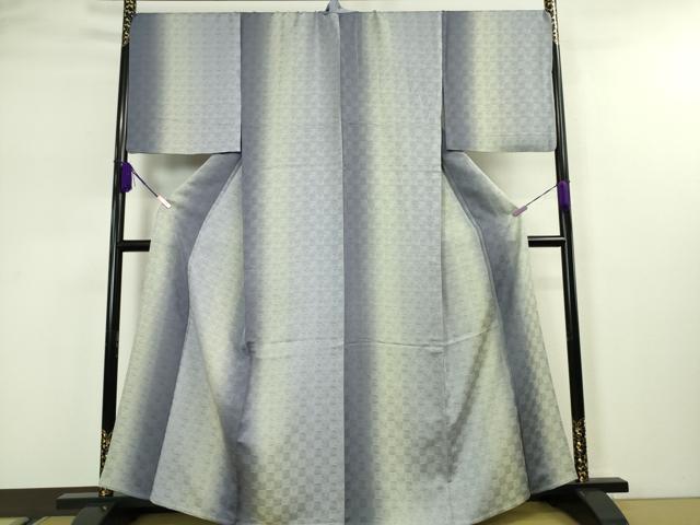 平和屋本店■極上　お召　単衣　麻の葉間道　逸品　DZAA4920kh5