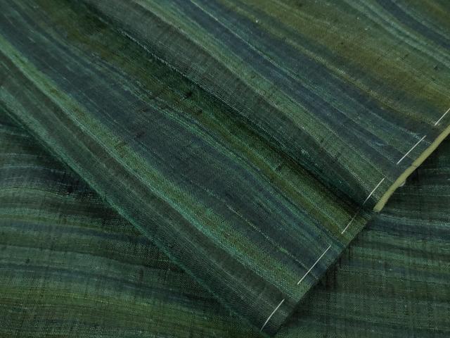 平和屋本店■極上　郡上紬　草木染　横縞　逸品　DZAA4976kh5