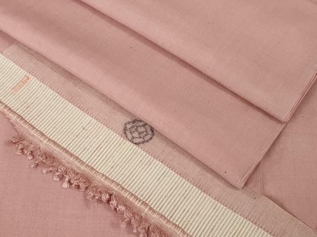 平和屋本店□極上 本場結城紬 重要無形文化財 色無地 鶸茶色地