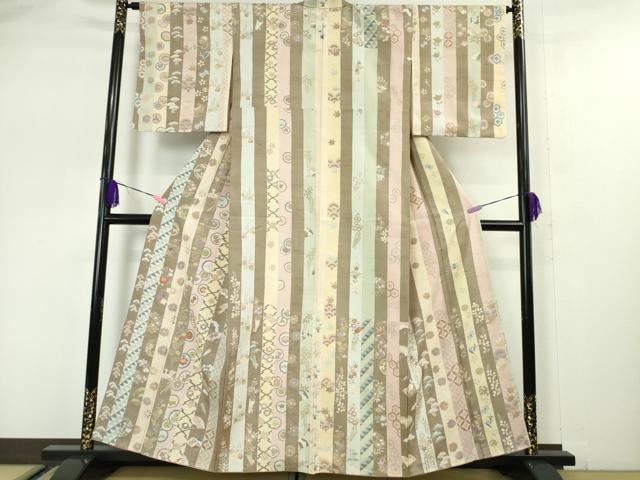 平和屋本店■極上　石川県指定無形文化財　牛首紬　白山工房　手織り　訪問着　刺繍　宝尽くし鳳凰　間道　逸品　DZAA5037kh5