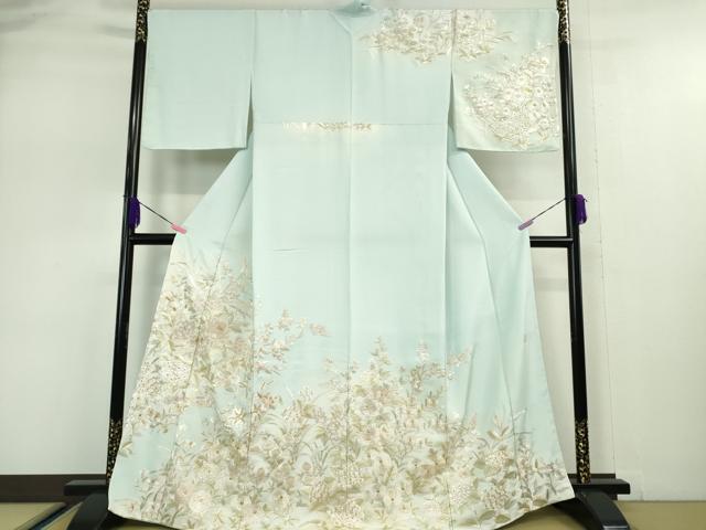 平和屋本店●極上　中国三大刺繍　相良刺繍　総刺繍　訪問着　作家物　吉祥花文　暈し染め　金糸　反端付き　逸品　未使用　DZAA5074kh6