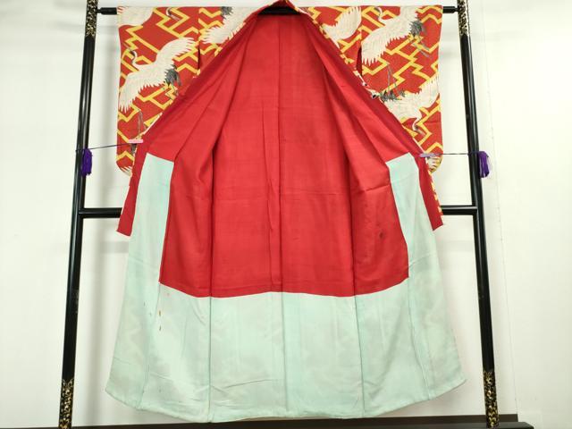 平和屋本店□アンティーク 大正ロマン 長襦袢 袷 飛鶴文 逸品 DZAA5089kh5