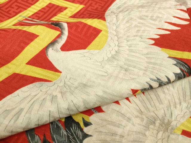 平和屋本店□アンティーク 大正ロマン 長襦袢 袷 飛鶴文 逸品 DZAA5089kh5