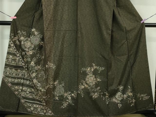 平和屋本店□極上 訪問着 本場染大島紬 正倉院更紗花唐草