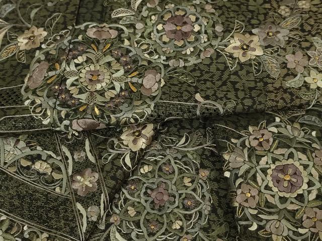 平和屋本店■極上　本場染大島紬　訪問着　総刺繍　正倉院花文　金糸　逸品　未使用　DZAA5104kh5