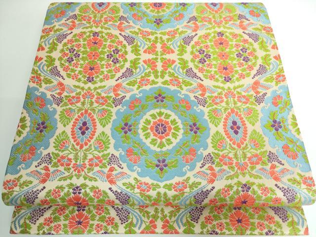 平和屋本店■極上　龍村晋謹製　全通柄袋帯　天平倣纈花鳥文錦　逸品　DZAA5122kh5