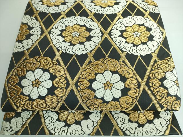 平和屋本店■極上　西陣　河合美術織物謹製　六通柄袋帯　唐織　網目花文　金糸　逸品　DZAA5161kh5