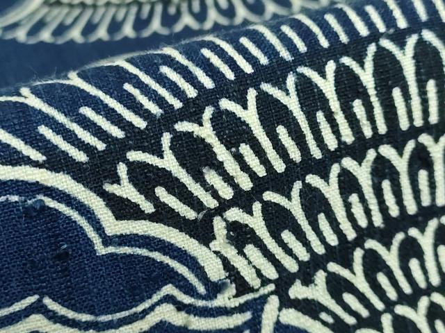 平和屋本店□極上 紬 総刺繍 刺し子 瓢箪 黒地 逸品 未使用 DZAA5563kh5