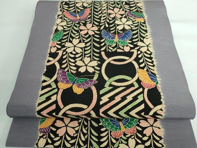 平和屋本店■極上　摺型友禅　京都　多ち花　九寸開き名古屋帯　花蝶文　金彩　逸品　DZAA5187kh5