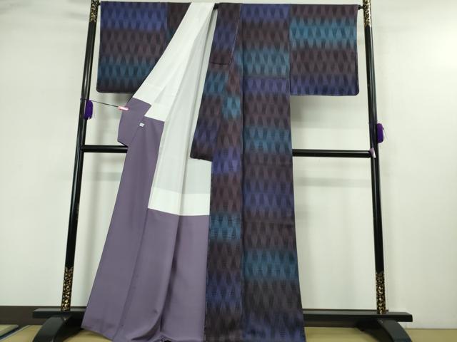 平和屋本店■極上　小紋　市松　立涌文　暈し染め　反端付き　逸品　未使用　DZAA5202kh5 平和屋本店□極上 小紋 市松 立涌文 暈し染め 反端付き