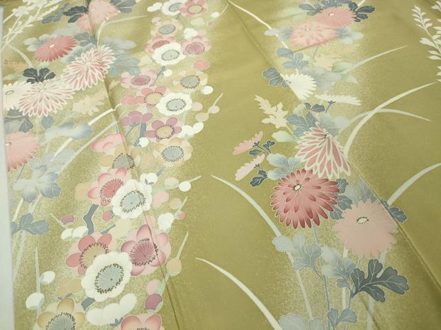平和屋本店■極上　京友禅作家　山科春宣　訪問着　菊梅文　青朽葉色地　暈し染め　逸品　未使用　DZAA5204kh5 平和屋本店□極上 京友禅作家 山科春宣 訪問着 菊梅文
