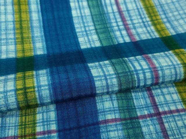 平和屋本店□極上 小紋 単衣 格子 反端付き 逸品 DZAA5215kh5 和装・和服