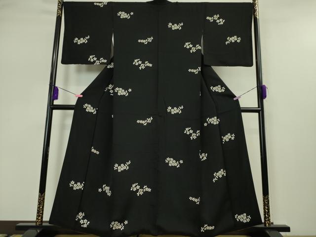 平和屋本店■極上　小紋　夜桜　黒地　逸品　DZAA5221kh5