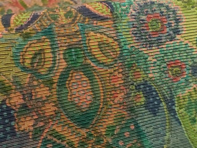 平和屋本店□極上 前田仁仙 仁仙更紗 全通柄袋帯 鳥獣