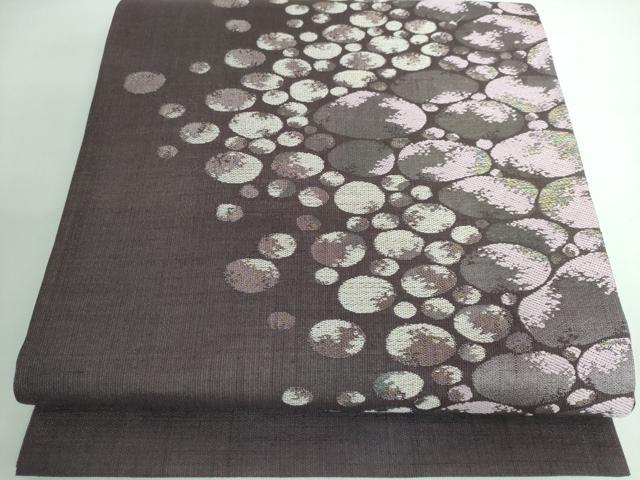 平和屋本店■極上　西陣　しょうざん謹製　太鼓柄袋帯　霞文　黒橡色地　金糸　反端付き　逸品　DZAA5294kh5