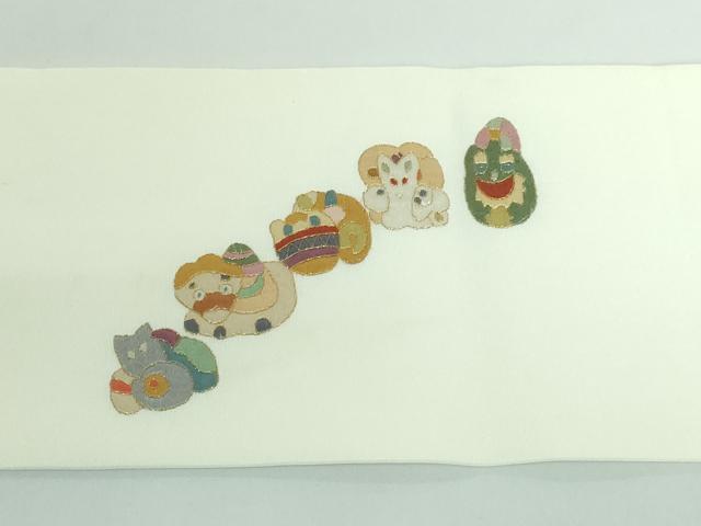 平和屋本店■極上　塩瀬　九寸名古屋帯　総刺繍　十二支　蒸栗色地　金糸　逸品　DZAA5329kh5 平和屋本店□極上 塩瀬 九寸名古屋帯 総刺繍 十二支 蒸栗色地