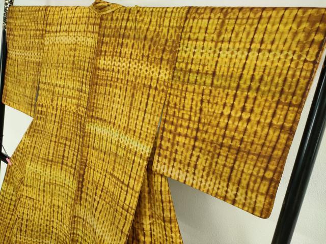 平和屋本店□極上 みちのく創作紬 絞り 斉藤織物工房 証紙付き 逸品 未