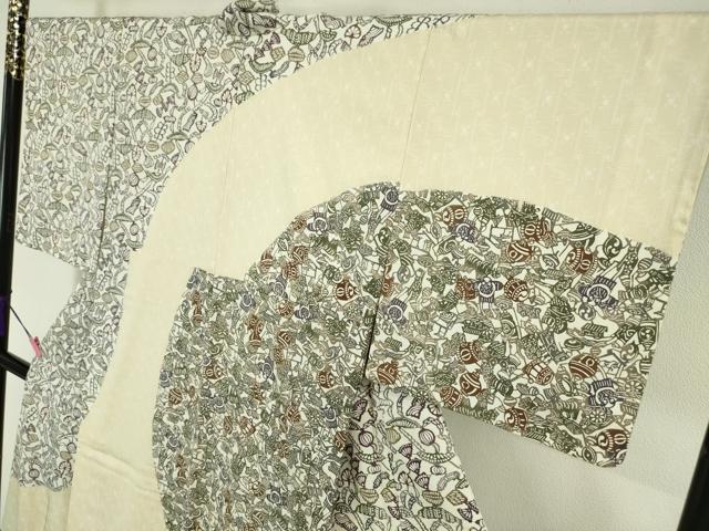 平和屋本店□極上 訪問着 型染 いろは唄 玩具文様 逸品 未使用