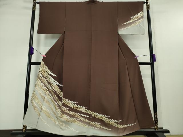 平和屋本店■極上　訪問着　総刺繍　楓　黒鳶色地　金糸　逸品　DZAA5348kh5