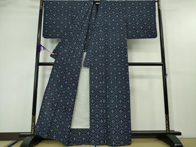 平和屋本店■極上　重要無形文化財技術保持者　小川内龍夫　久留米絣　単衣　綿　手織　証紙付き　逸品　DZAA5358kh5_1