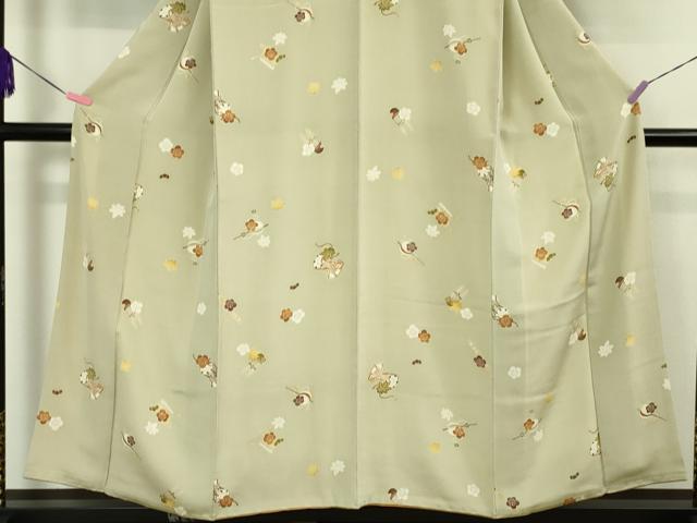 平和屋本店□極上 銀座 志ま亀 小紋 楽器 梅楓文 砂色 