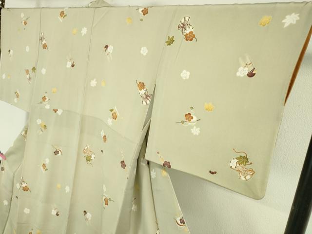 平和屋本店□極上 銀座 志ま亀 小紋 楽器 梅楓文 砂色 