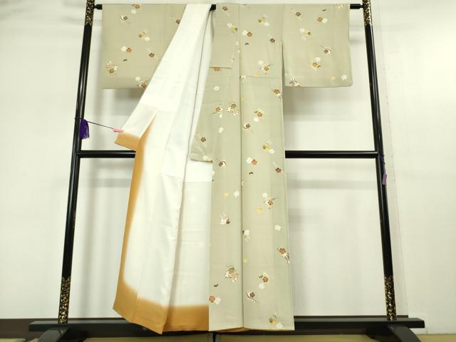 平和屋本店□極上 銀座 志ま亀 小紋 楽器 梅楓文 砂色