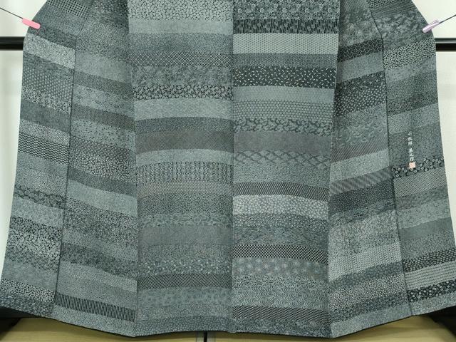 平和屋本店□極上 小紋師 基之作 江戸小紋 寄せ小紋柄 黒地