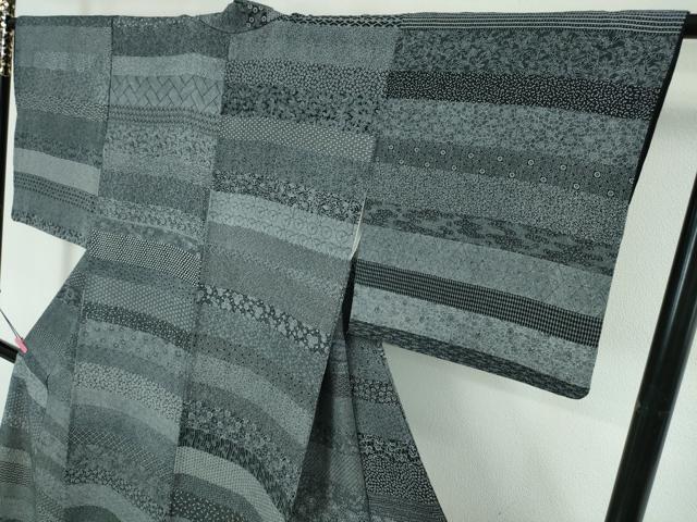 平和屋本店□極上 小紋師 基之作 江戸小紋 寄せ小紋柄 黒地