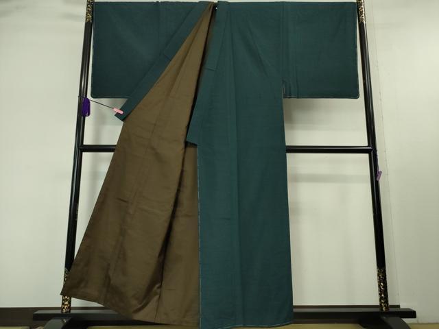 平和屋本店■極上　男性　紬　アンサンブル　長羽織・長襦袢(袷)3点セット　色無地　褐返色　キングサイズ　逸品　未使用　DZAA5375kh5_2