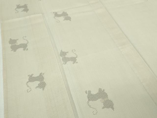 希少　夏結城紬　百亀甲　新品未使用★お値下げしました。 夏物 夏結城 着物 着尺 反物 十日町 紗紬 100亀甲 百亀甲 黒地 風景