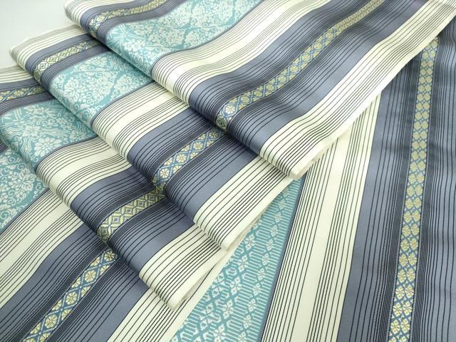 平和屋本店■極上　博多織人 黒木織物 本場筑前博多帯　両面　全通柄袋帯　博多間道　逸品　DZAA5465kh5