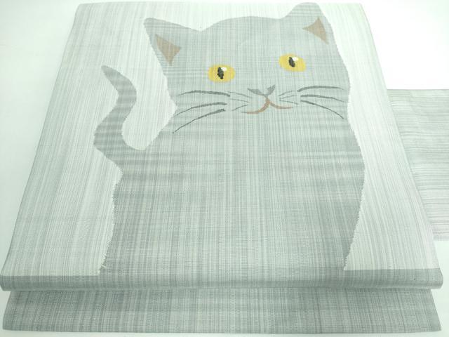 平和屋本店■極上　九寸名古屋帯　大島紬地　猫　逸品　DZAA5476kh5