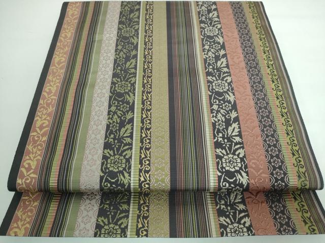 平和屋本店■極上 本場筑前博多織 草木染 手織工房 染匠：小森久 徳田義成 八寸名古屋帯 如水間道  証紙・共箱付き 逸品 DZAA5479kh5 平和屋本店□極上 本場筑前博多織 草木染 手織工房 染匠：小森久 徳田